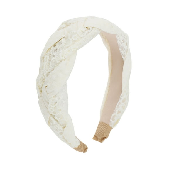 Unique Bargains 1 Pc Lace Twist Braided Headbands Beige