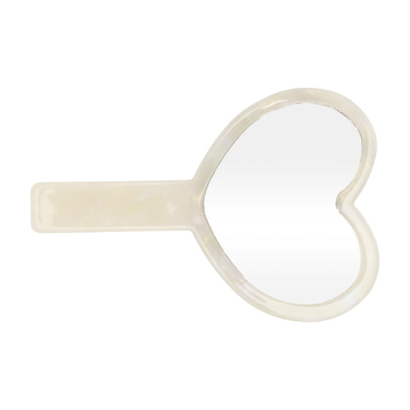 Unique Bargains 1 Pc Lady Heart Shape Handheld Mirror for Business Travel Beauty Parlor White Acetate Aluminum Mirror