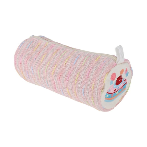 Unique Bargains 1 Pc Lady Portable Cylindrical Makeup Bag for Wedding Pink Polyester