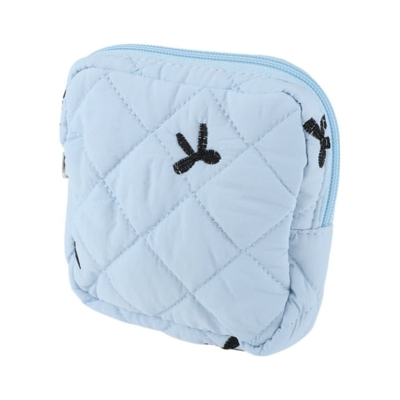 Unique Bargains 1 Pc Lady Portable Square Lipstick Bag for Outdoor Activities Light Blue Polyester