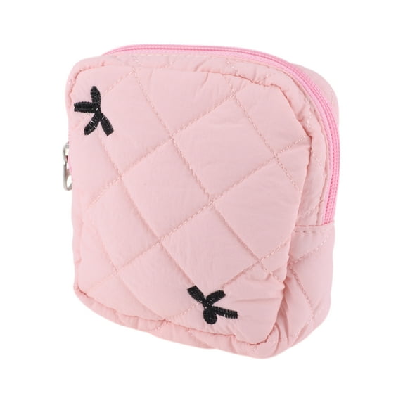 Unique Bargains 1 Pc Lady Portable Square Lipstick Bag for Outdoor Activities Pink Polyester