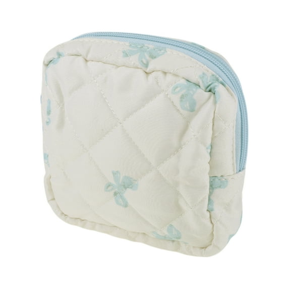 Unique Bargains 1 Pc Lady Portable Square Lipstick Bag for Travel White Blue Polyester