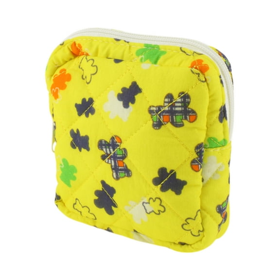 Unique Bargains 1 Pc Lady Portable Square Lipstick Bag for Vacation Yellow Polyester