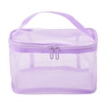 thumbnail image 1 of Unique Bargains 1 Pc Large Capacity Drawstring Makeup Bag for Vacation Business Travel Mesh Fabric purple, 1 of 6