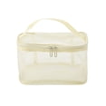 thumbnail image 1 of Unique Bargains 1 Pc Large Capacity Drawstring Makeup Bag for Vacation Business Travel Mesh Fabric yellow, 1 of 6