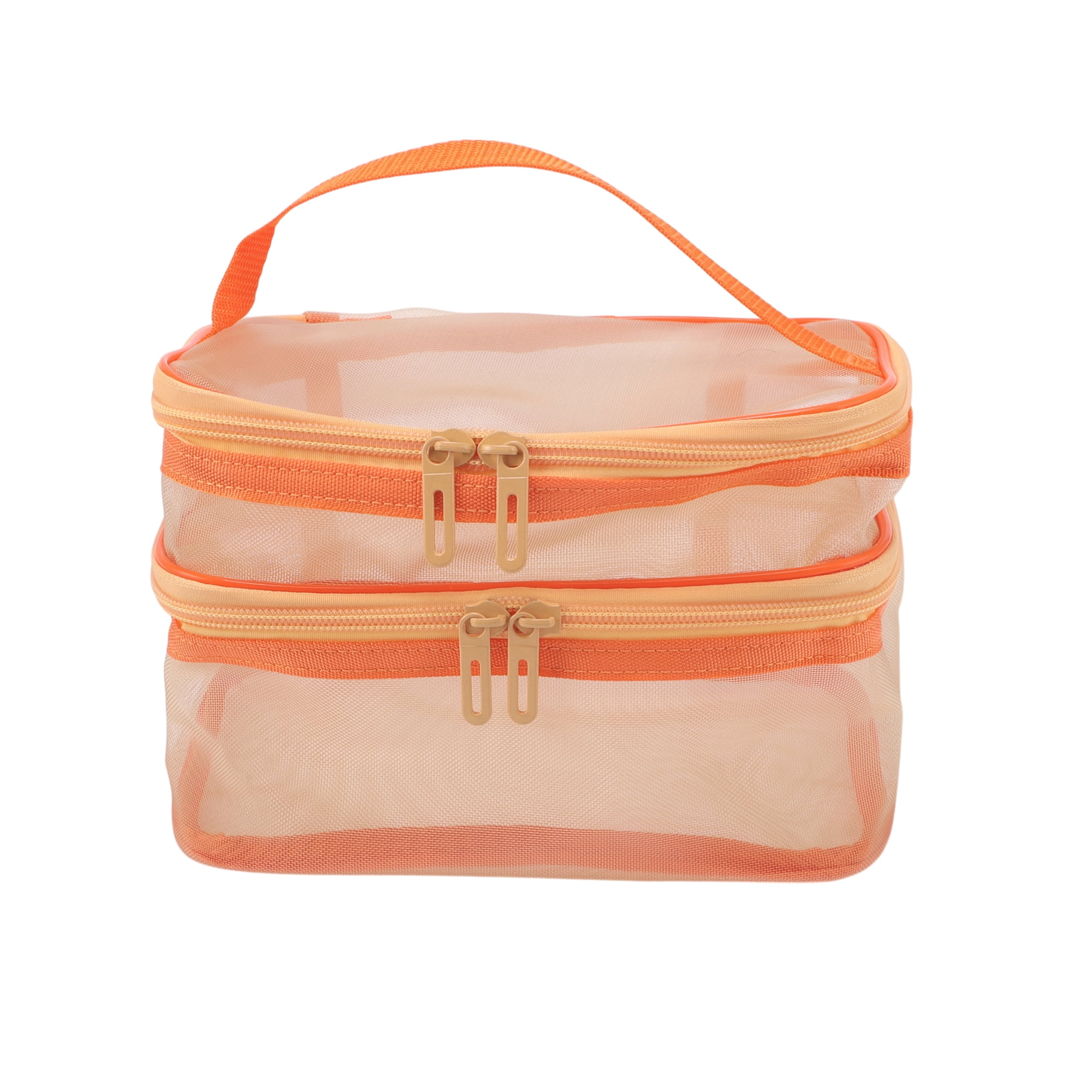 Unique Bargains 1 Pc Large Capacity Visible Drawstring Makeup Bag for Vacation Orange