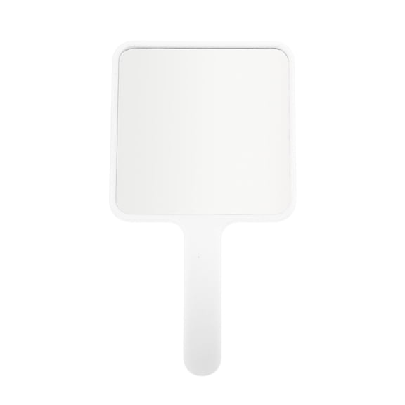 Unique Bargains 1 Pc Large Square Handheld Mirror for Vacation Travel White Plastic Glass