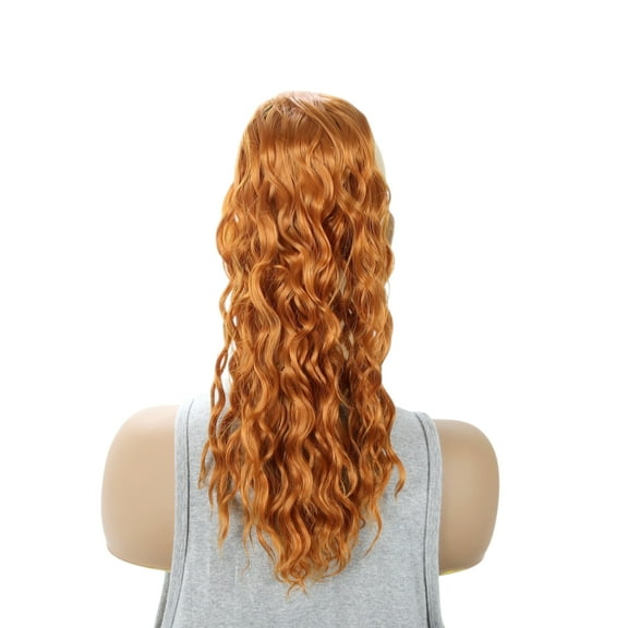 Unique Bargains 1 Pc Latin American Curly Ponytail Long Hair Hair Extensions High Temperature Fiber 16IN Hair Extension Tape Orange for Women