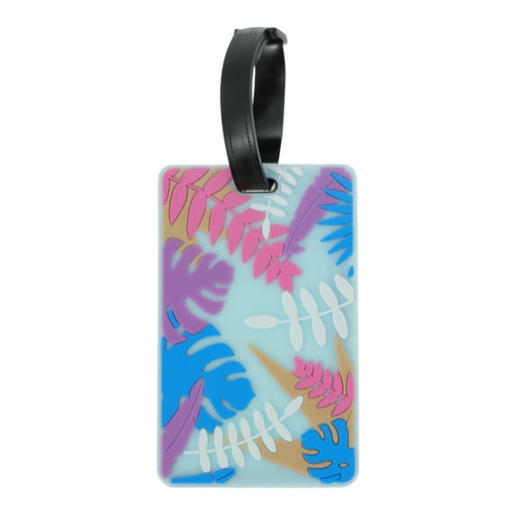 Unique Bargains 1 Pc Leaves Pattern Luggage Tag for Travelling Colorful
