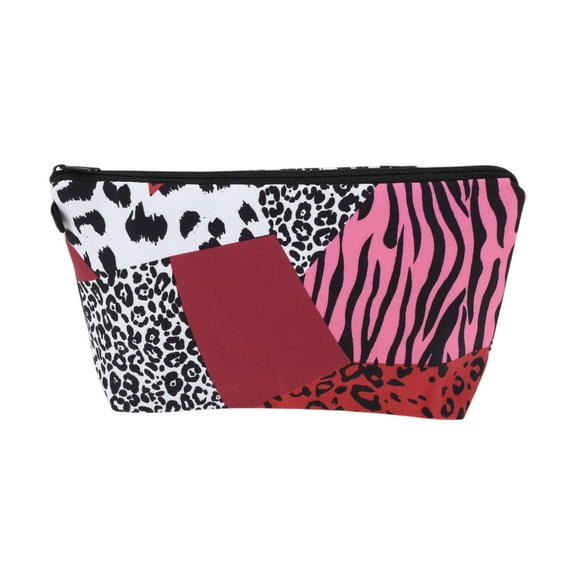 Unique Bargains 1 Pc Leopard Animal Print Makeup Bag for Vacation Travel Multicolor Polyester
