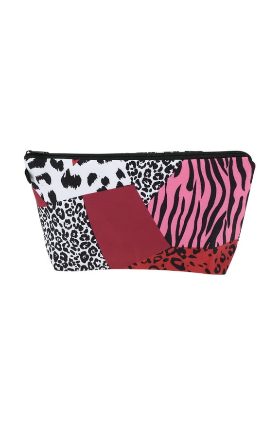 1 Pc Leopard Animal Print Makeup Bag for Vacation Travel Multicolor Polyester