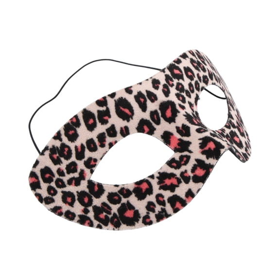 Unique Bargains 1 Pc Leopard Party Mask Pink Black Fabric EVA