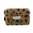 thumbnail image 1 of Unique Bargains 1 Pc Leopard Plush Drawstring Makeup Bag for Vacation Business Travel Plush Coffee, 1 of 6