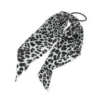 Unique Bargains 1 Pc Leopard Triangle Ribbon Hair Elastic Band Black