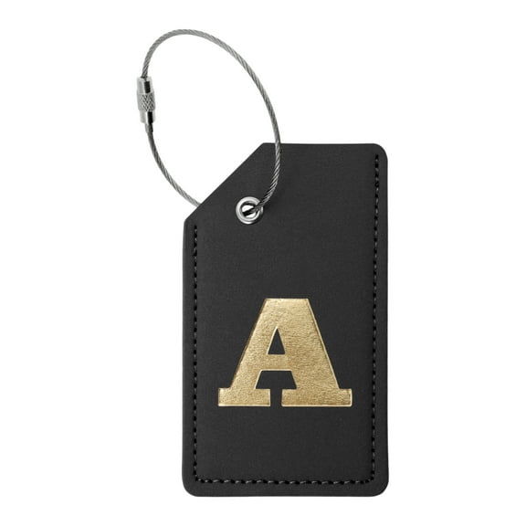 Unique Bargains 1 Pc Letter A Luggage Tag for Travelling Black PU