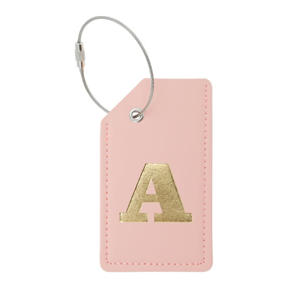 Unique Bargains 1 Pc Letter A Luggage Tag for Travelling Pink PU