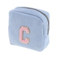 thumbnail image 1 of Unique Bargains 1 Pc Letter C Pattern Makeup Bag for Travel Blue Corduroy, 1 of 6