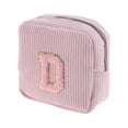 thumbnail image 1 of Unique Bargains 1 Pc Letter D Pattern Makeup Bag for Travel Pink Corduroy, 1 of 6