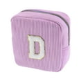 thumbnail image 1 of Unique Bargains 1 Pc Letter D Pattern Makeup Bag for Travel Pink Purple Corduroy, 1 of 6