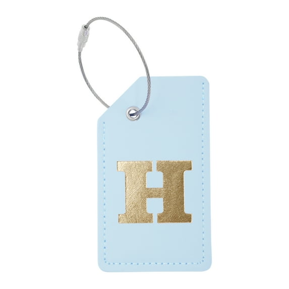 Unique Bargains 1 Pc Letter H Luggage Tag for Travelling Light Blue PU