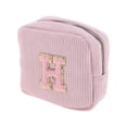 thumbnail image 1 of Unique Bargains 1 Pc Letter H Pattern Makeup Bag for Travel Pink Corduroy, 1 of 6