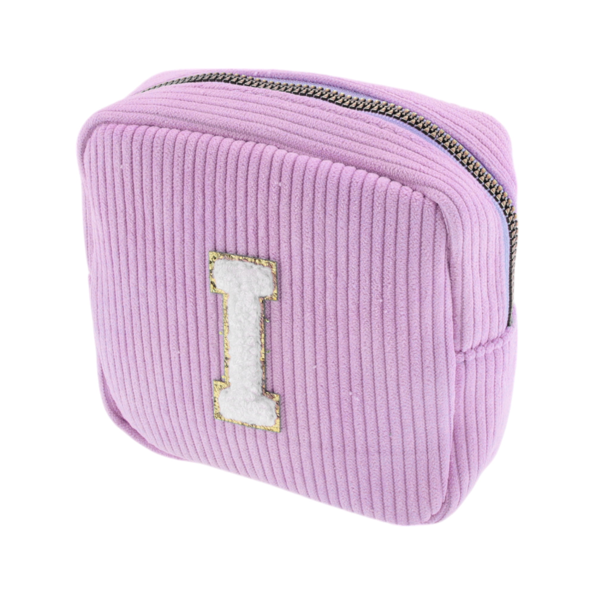 Unique Bargains 1 Pc Letter I Pattern Makeup Bag for Travel with Zipper Pink Purple