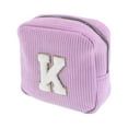 thumbnail image 1 of Unique Bargains 1 Pc Letter K Pattern Makeup Bag for Travel Pink Purple Corduroy, 1 of 6