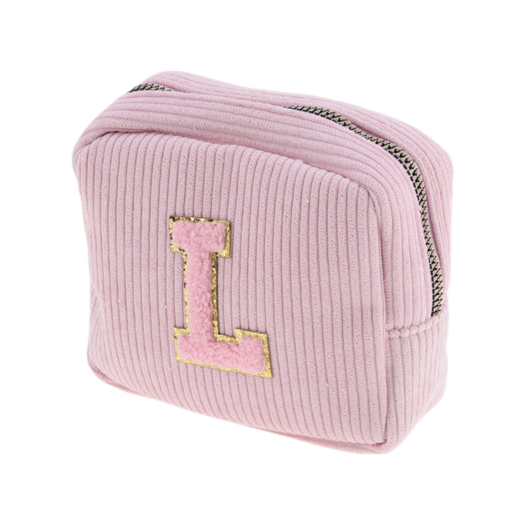Unique Bargains 1 Pc Letter L Pattern Makeup Bag For Travel with Smooth Zipper Pink