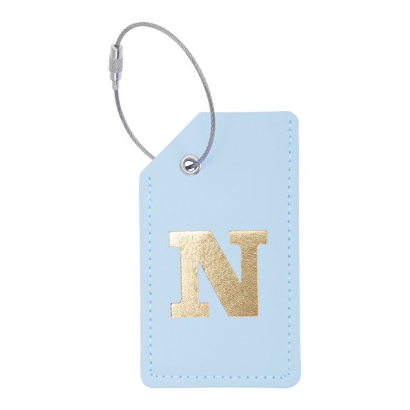 Unique Bargains 1 Pc Letter N Luggage Tag for Travelling Light Blue PU