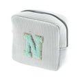 thumbnail image 1 of Unique Bargains 1 Pc Letter N Pattern Makeup Bag for Travel White Corduroy, 1 of 6