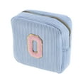 thumbnail image 1 of Unique Bargains 1 Pc Letter O Pattern Makeup Bag for Travel Blue Corduroy, 1 of 6