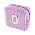 thumbnail image 1 of Unique Bargains 1 Pc Letter O Pattern Makeup Bag for Travel Pink Purple Corduroy, 1 of 6