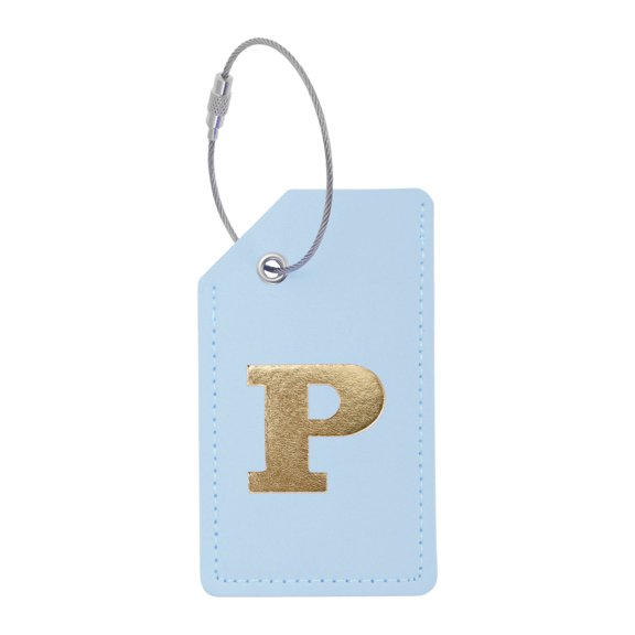 Unique Bargains 1 Pc Letter P Luggage Tag for Travelling Light Blue PU
