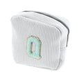 thumbnail image 1 of Unique Bargains 1 Pc Letter Q Pattern Makeup Bag for Travel White Corduroy, 1 of 5
