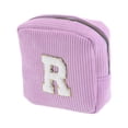 thumbnail image 1 of Unique Bargains 1 Pc Letter R Pattern Makeup Bag for Travel Pink Purple Corduroy, 1 of 6