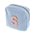 thumbnail image 1 of Unique Bargains 1 Pc Letter S Pattern Makeup Bag for Travel Blue Corduroy, 1 of 6