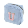 thumbnail image 1 of Unique Bargains 1 Pc Letter U Pattern Makeup Bag for Travel Blue Corduroy, 1 of 6