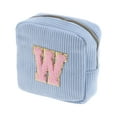 thumbnail image 1 of Unique Bargains 1 Pc Letter W Pattern Makeup Bag for Travel Blue Corduroy, 1 of 6