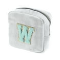 thumbnail image 1 of Unique Bargains 1 Pc Letter W Pattern Makeup Bag for Travel White Corduroy, 1 of 6