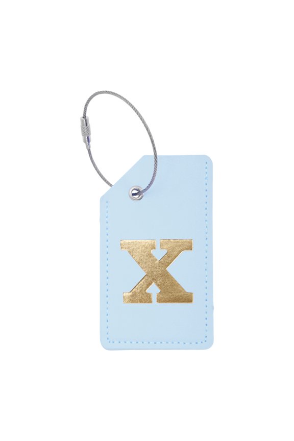 1 Pc Letter X Luggage Tag for Travelling Light Blue PU