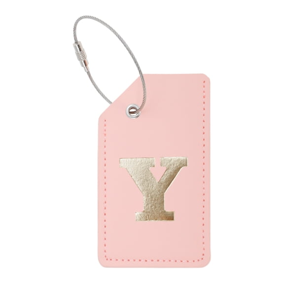 Unique Bargains 1 Pc Letter Y Luggage Tag for Travelling Pink PU
