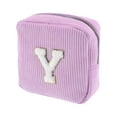 thumbnail image 1 of Unique Bargains 1 Pc Letter Y Pattern Makeup Bag for Travel Pink Purple Corduroy, 1 of 6