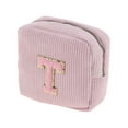 thumbnail image 1 of Unique Bargains 1 Pc Letter t Pattern Makeup Bag for Travel Pink Corduroy, 1 of 6