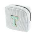 thumbnail image 1 of Unique Bargains 1 Pc Letter t Pattern Makeup Bag for Travel White Corduroy, 1 of 6
