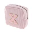 thumbnail image 1 of Unique Bargains 1 Pc Letter x Pattern Makeup Bag for Travel Pink Corduroy, 1 of 6
