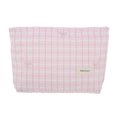 thumbnail image 1 of Unique Bargains 1 Pc Lightweight Clutch Checkered Bow Embroidery Large Makeup Bag for Vacation Pink Canvas, 1 of 6