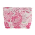 thumbnail image 1 of Unique Bargains 1 Pc Lightweight Clutch Elegant Jacquard Large Makeup Bag for Vacation Pink Canvas, 1 of 6