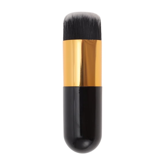 Unique Bargains 1 Pc Lightweight Cosmetic Brush for Business Travel Black Gold Tone Rubber Handle Nylon Wool