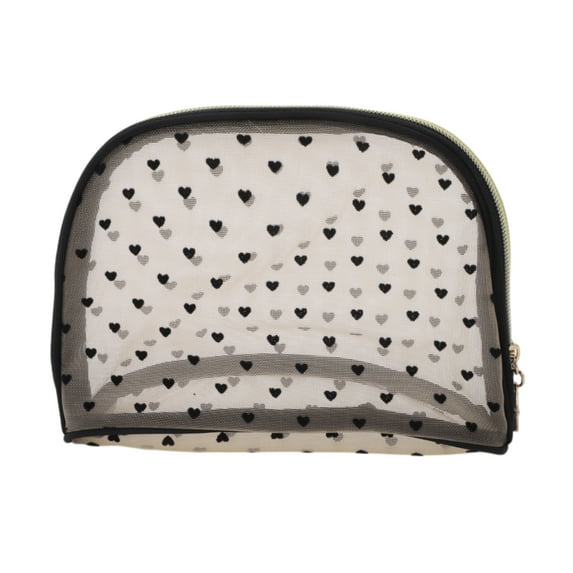 Unique Bargains 1 Pc Lightweight Makeup Bag for Vacation Mesh Fabric Beige 8.66"x2.36"x5.12"