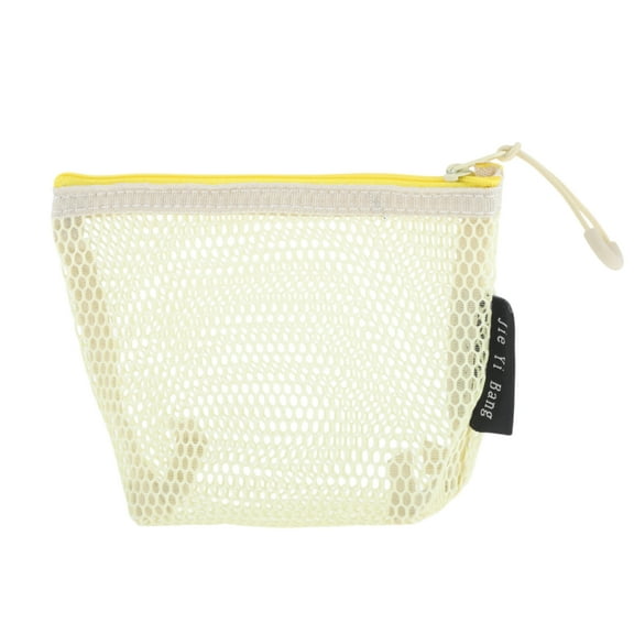 Unique Bargains 1 Pc Lightweight Mesh Makeup Bag Makeup Bag for Business Travel Nylon Yellow